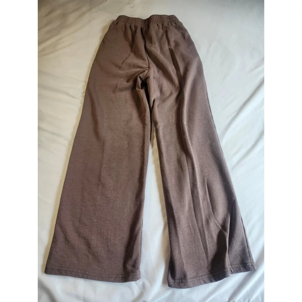 SHEIN Teen Girls Brown Wide Leg Sweatpants Drawstring Pockets Size 10-11Y 146